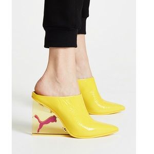 Fenty Puma Cat Wedge Mule (Blazing Yellow-Pink)